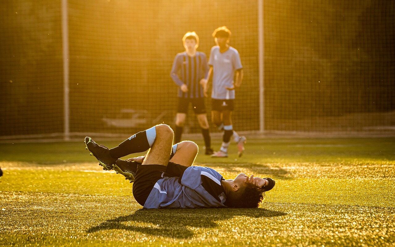 sun, football, injury, grass, nature, warm